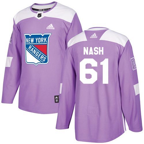 Adidas Rangers #61 Rick Nash Purple Authentic Fights Cancer Stitched NHL Jersey